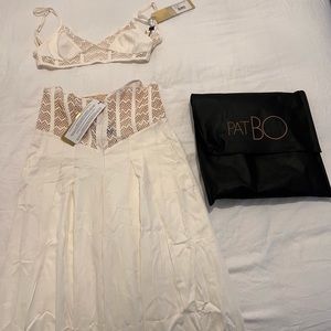 PATO spring Runway 22 white bralette and wide leg pants